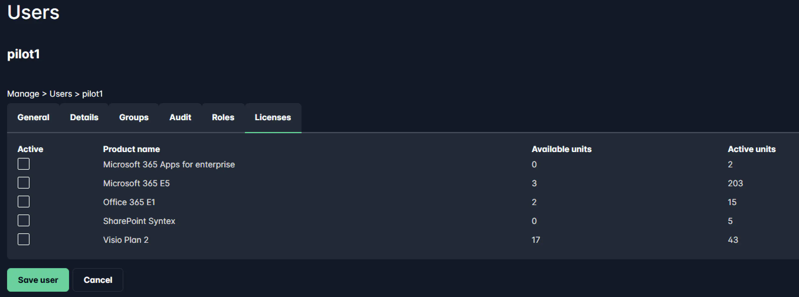 License Tab
