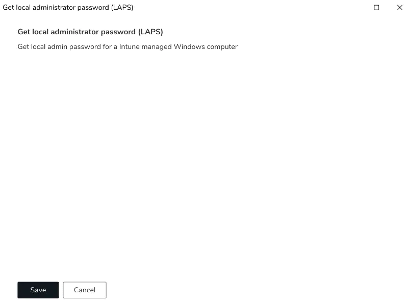 Screenshot: LAPS action configuration