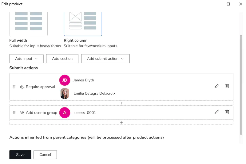 Screenshot: Single-step approval configuration example