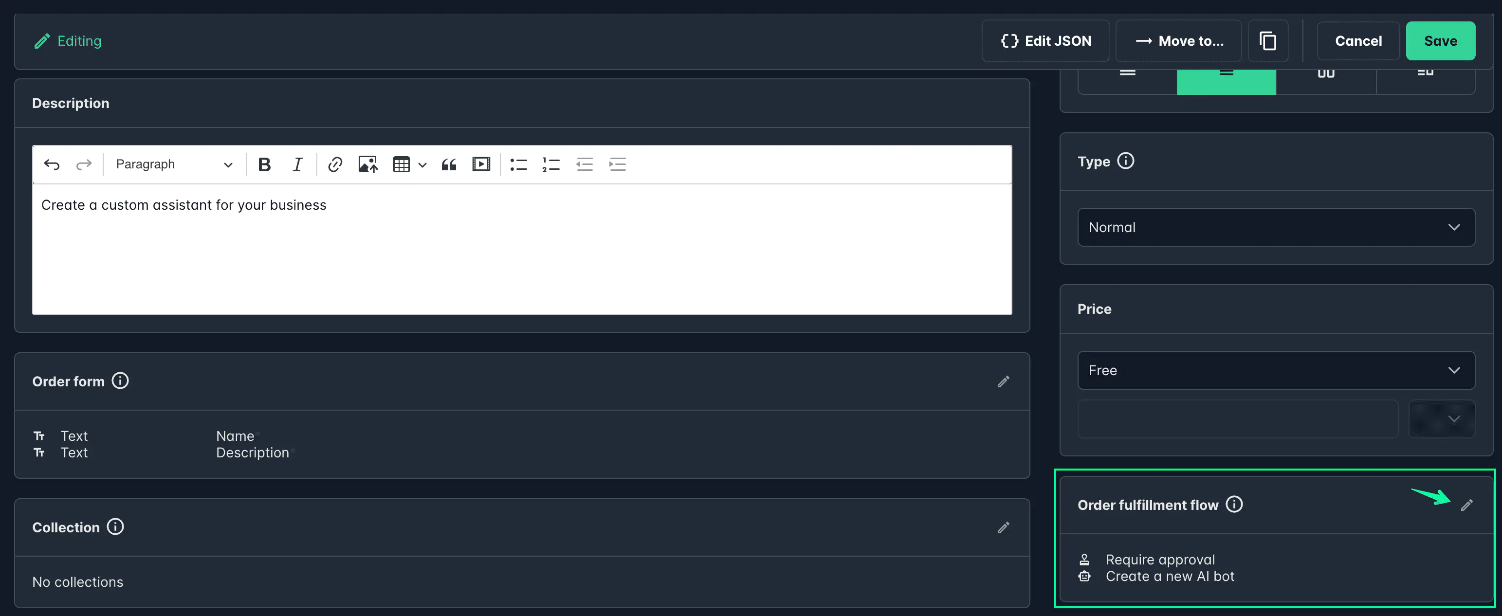 Screenshot: Adding an approval step in the Order Fulfillment Flow editor