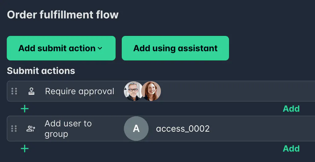 Screenshot: Sequential multi-step approval flow