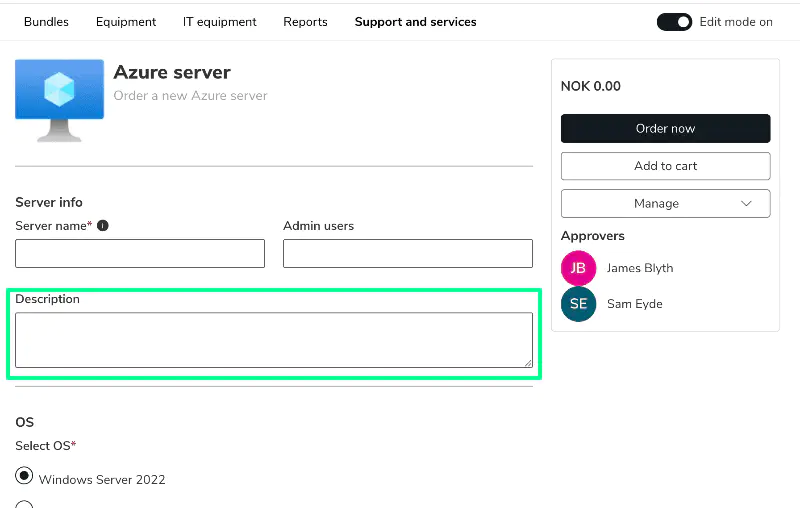 Screenshot: Example showing full-width input field