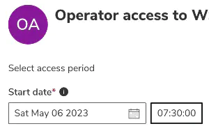 Screenshot: User entering date and time