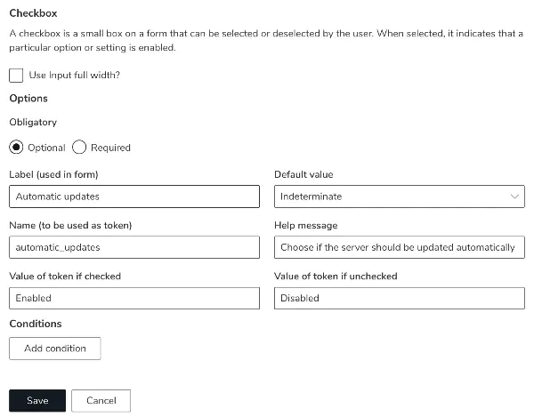 Screenshot: Checkbox input example
