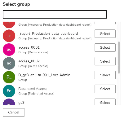 Screenshot: Selected AD group shown in form