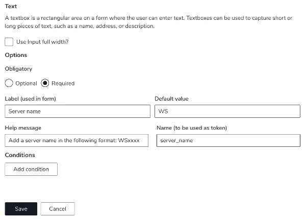 Screenshot: Text input field