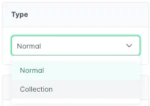 Screenshot: Product type selection dialog