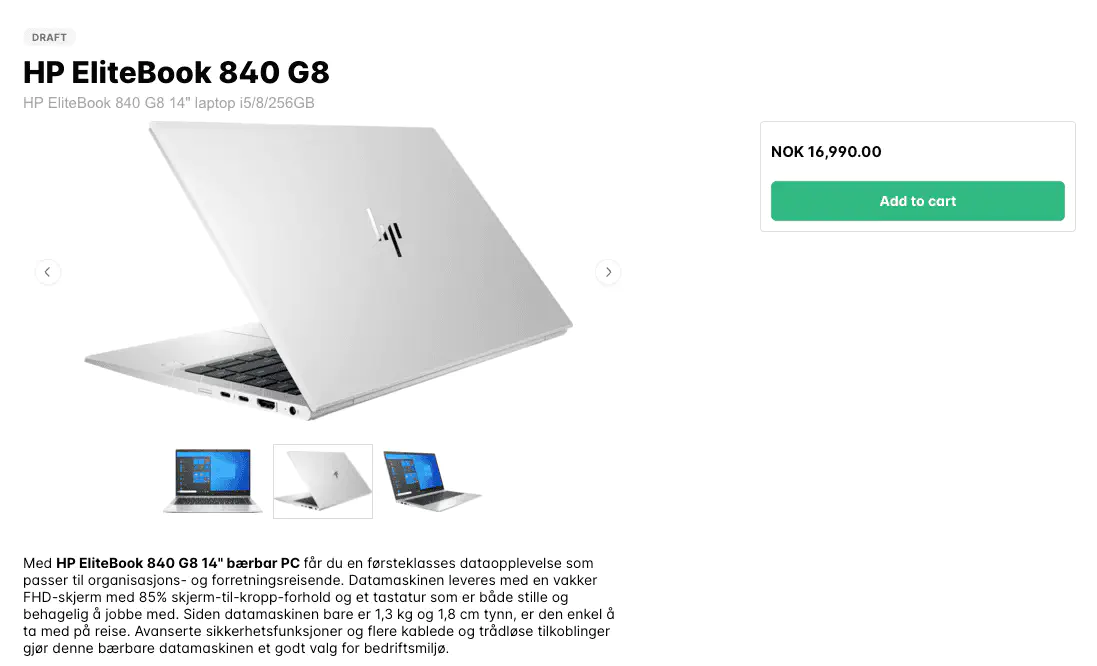 Screenshot: Product image gallery with multiple images