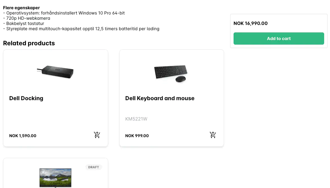 Screenshot: Product page showing related products section