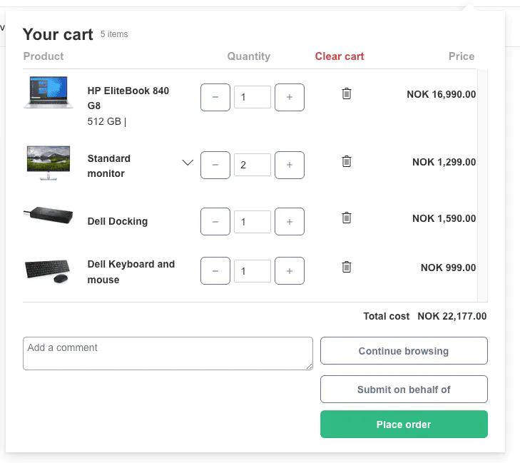 Screenshot: Adding a product bundle to the cart