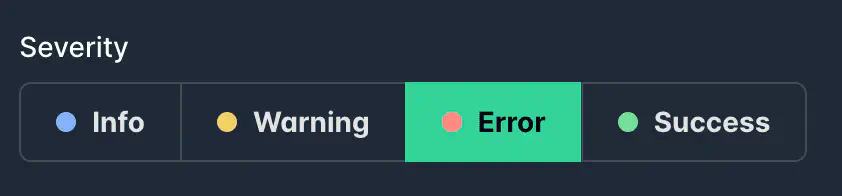 Screenshot: Message severity options