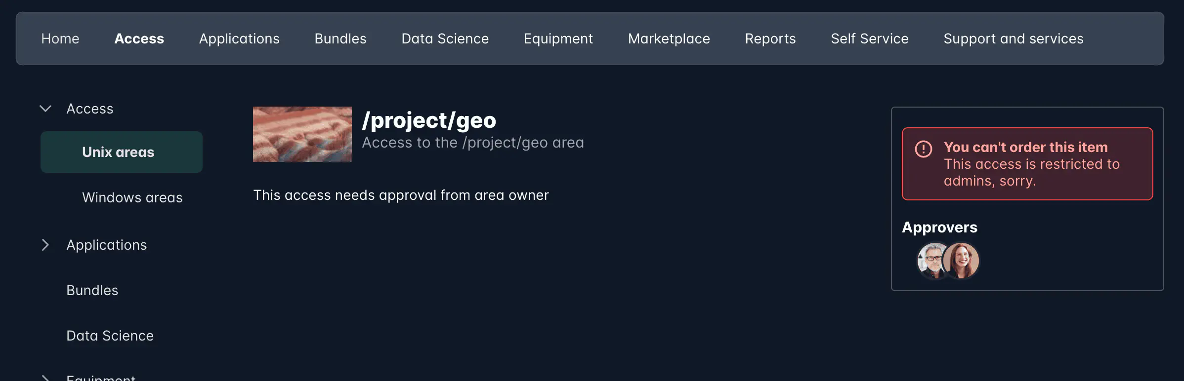 Screenshot: Message on product page